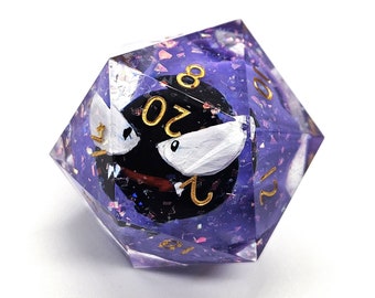 Gastly Made To Order- Chonk d20 dnd dice- Sharp edged resin jumbo dice- 35mm