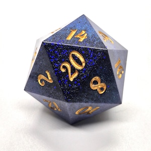 Deep Space- Chonk d20 dnd dice- Sharp edged resin jumbo dice- 35mm
