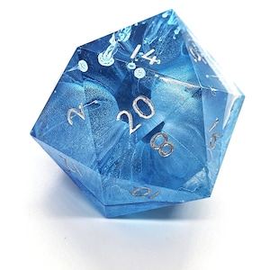 Frost&#39;s Favour- Chonk d20 dnd dice- Sharp edged resin jumbo dice- 35mm