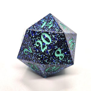 Circle of Stars- Chonk d20 dnd dice- Sharp edged resin jumbo dice- 35mm