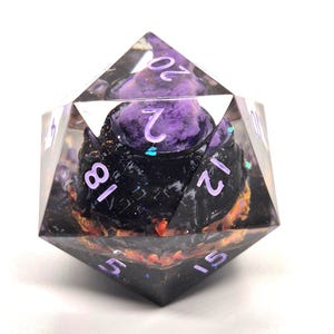 Cauldron- Chonk d20 dnd dice- Sharp edged resin jumbo dice- 35mm