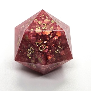 Fey Charm Chonk d20 dnd dice- Sharp edged resin jumbo dice- 35mm