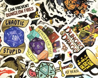 Pack of 10 D&D Stickers, ttrpg sticker packs