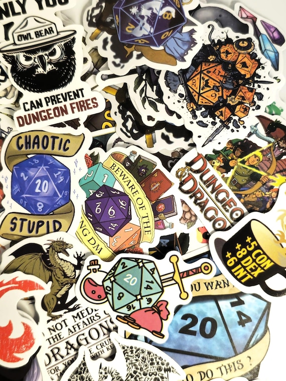 Pack of 10 D&D Stickers, ttrpg sticker packs