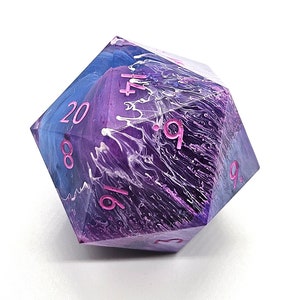 Electric Dreams- Chonk d20 dnd dice- Sharp edged resin jumbo dice- 35mm