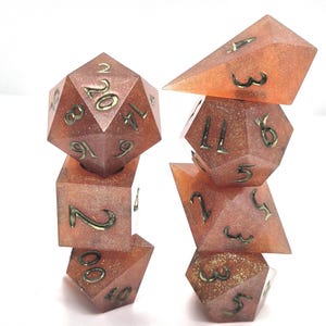 Ancient Oaths- 7pcs Resin Dnd Dice Set- Sharp Edged Polyhedral Dice