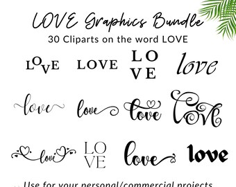 Love Image files, calligraphy clipart, love script image, png jpg svg cutting file, valentine image art, room sign, commercial use, love svg