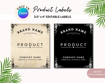 Editable Product Labels, Canva label template 3.5 x 4 inches, product packaging labels for your food, candle & other home business products