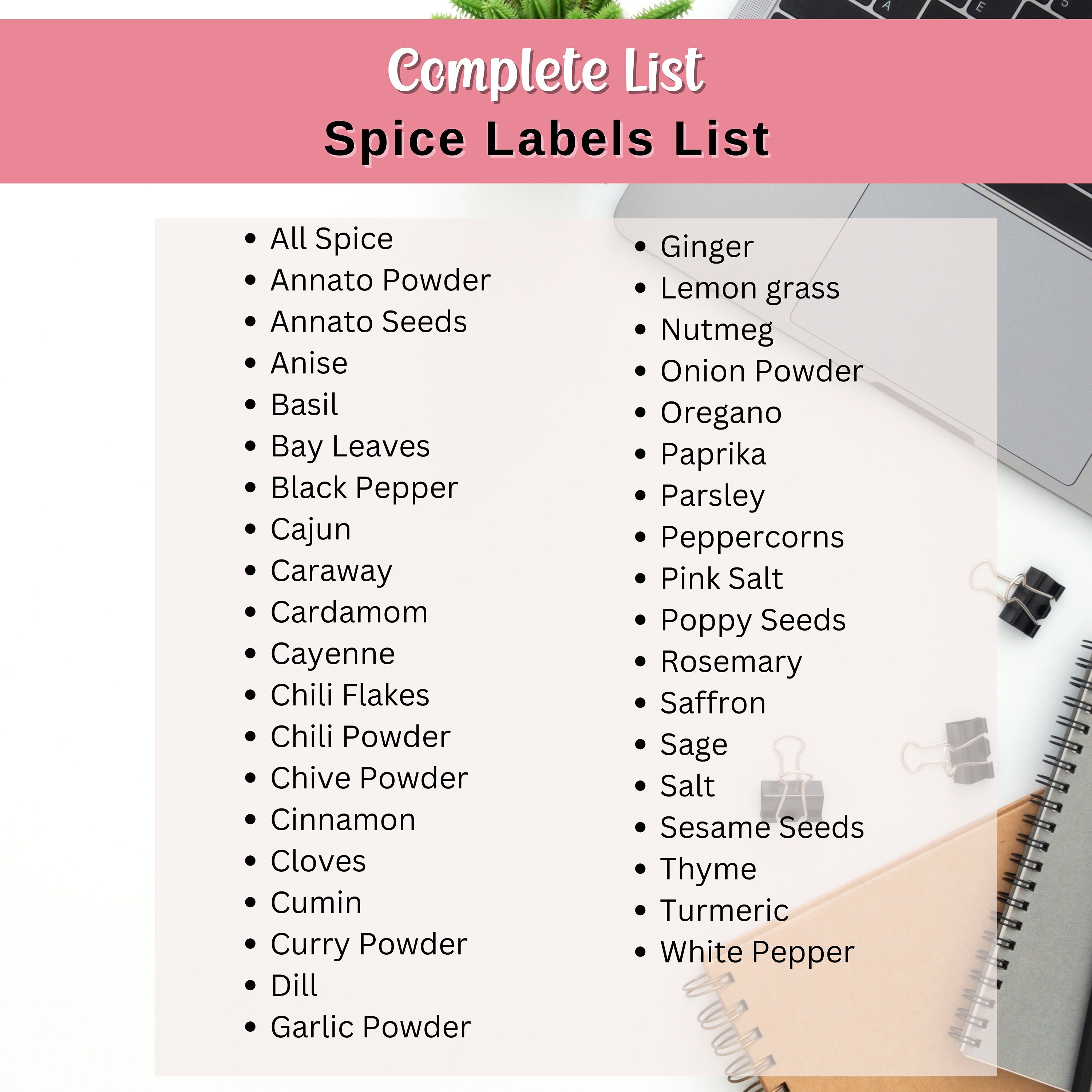 Printable and Editable Spice Jar Labels, Modern Minimalist Spice Label