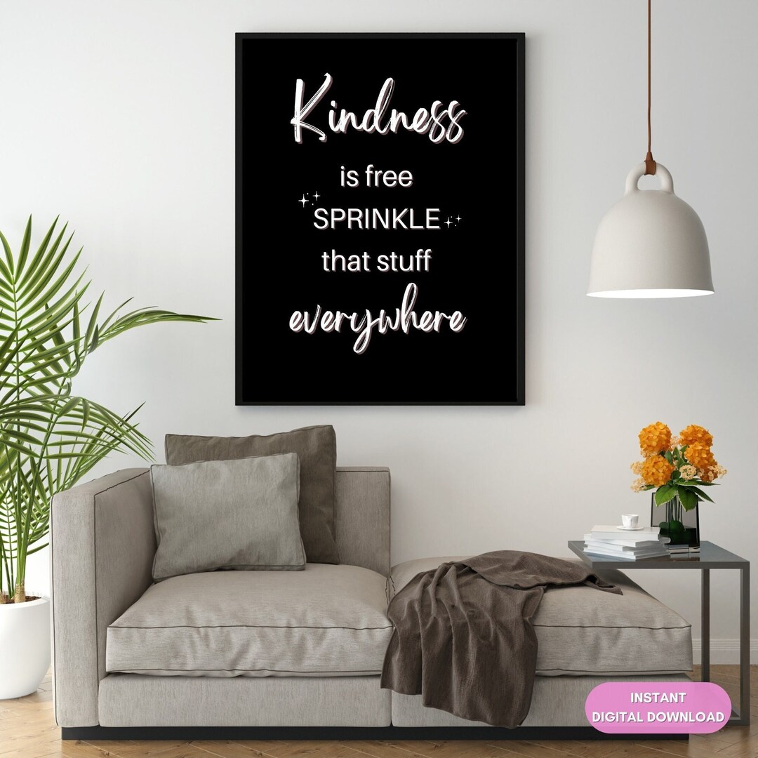 Kindness Wall Art Digital Art Printable in Black and White Etsy