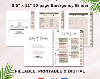 What If Planner, Printable and Fillable Emergency Binder in PDF; Medical, Financial, Life Planner, Just in Case Organization Binder