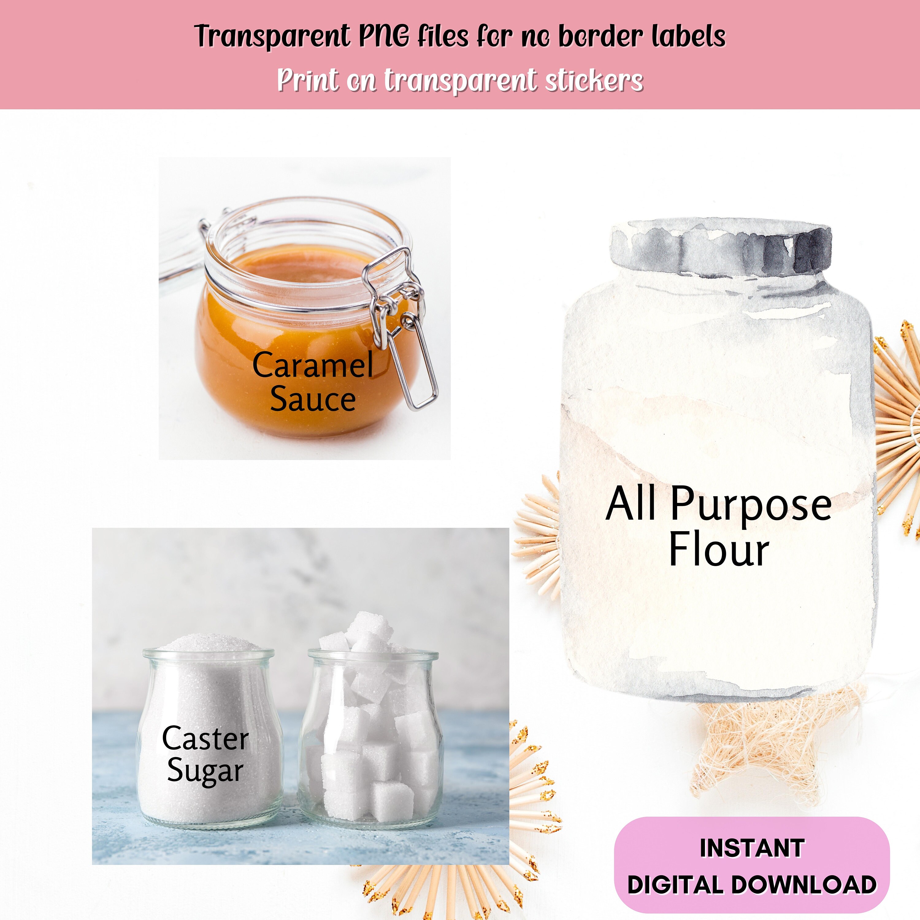 Baking Labels Printable and Editable Canva Label Template Bundle for ...