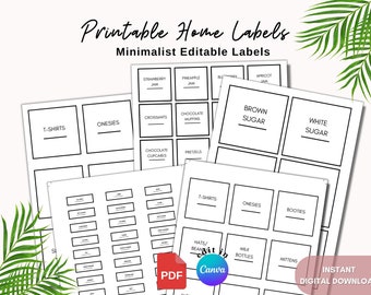 Home Labels Printable and Editable Canva Templates, 10 Label Sizes 10 Pages, pantry labels, spice jar labels, home organization labels