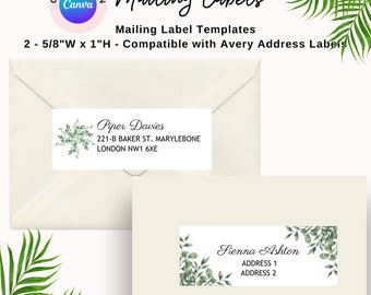 Editable Address and Return Label Canva Template, compatible with Avery address labels, Modern minimalist label, 2-5/8"x1" or 2.85" x 1"