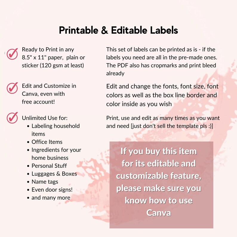 Printable and Editable Home Labels Edit in Canva 10 Label Etsy
