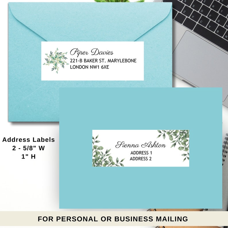 Editable Address and Return Label Canva Template, Compatible With Avery Address Labels, Modern