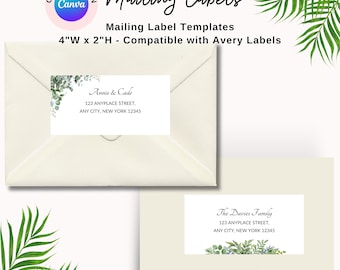 Étiquettes d'adresse modifiables, modèle Canva d'étiquette d'adresse d'invitation de mariage minimaliste moderne personnalisable, modèle d'adresse d'enveloppe bricolage, 4 x 2