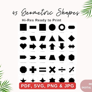 Basic Geometric Shapes Bundle, svg, pdf, png & jpg | Personal and Commercial Use
