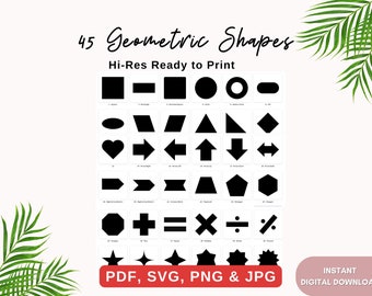 Basic Geometric Shapes Bundle, svg, pdf, png & jpg | Personal and Commercial Use