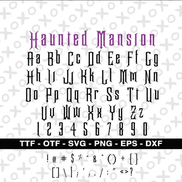 Haunted Mansion Font Svg, TTF, Png Alphabet Letter, Number, Dots, Cricut, Silhouette, Cut File