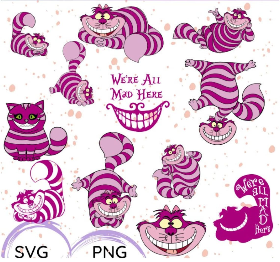 Grinsekatze svg, Alice im Wunderland svg, Katze svg, Grinsekatze png