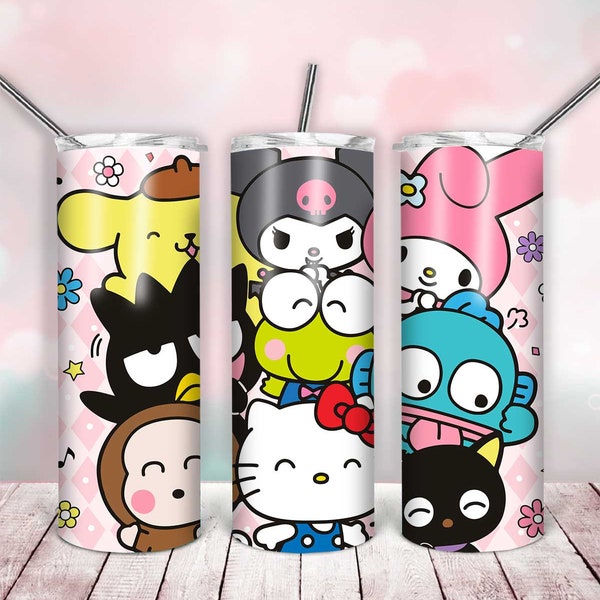 Kawaii Kitty tumbler design, 20 oz straight tumbler design, sublimation image, tumbler wrap Kawaii sublimation.