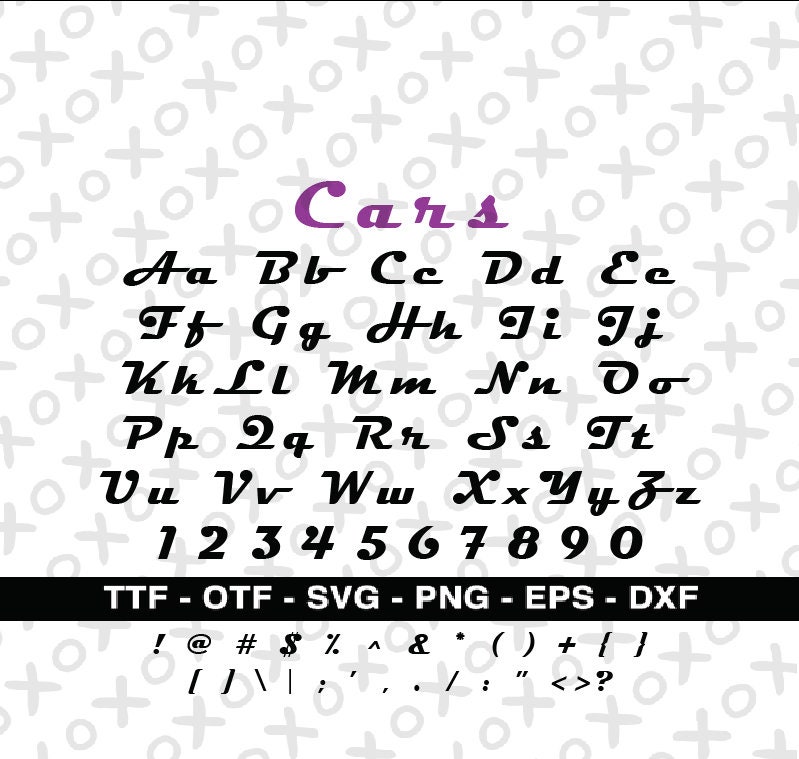 Cars Font, Cars Font Svg, Cars Font TTF, Font Svg Png Alphabet Letter