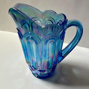 LE Smith Moon and Stars Blue Carnival Pitcher