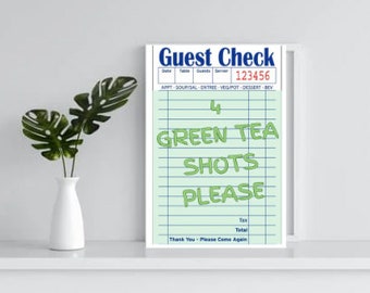 Guest Check | Cocktail | Bar Cart | Digital Print | Funky Wall Art | Dorm Decor | Girly | Wall Art Preppy Room | Retro Wall Art | Aesthetic