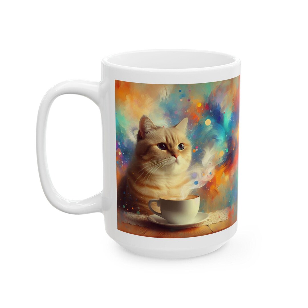 Buff Tabby Brew Boss Mug; Buff Tabby Cat Drinking Coffee 11 or 15oz Mug ...