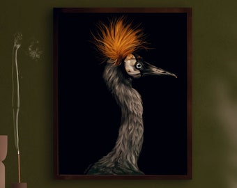 Antique Bird Painting | Dark Academia PRINTABLE Wall Art | Moody Rustic Bird Print | Eclectic Animal Wall Art | Dark Art Digital Download