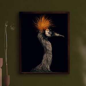 Antique Bird Painting | Dark Academia PRINTABLE Wall Art | Moody Rustic Bird Print | Eclectic Animal Wall Art | Dark Art Digital Download