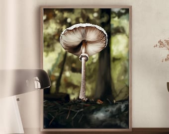 Mushroom Painting | Dark Academia PRINTABLE Wall Art | Moody Rustic Mushroom Print | Eclectic Nature Wall Art | Dark Art Digital Download
