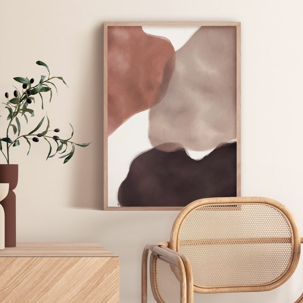 Modern Abstract Gallery Wall Art | Mauve Beige Neutral Nordic Prints | Simple Abstract Art | Modern Abstract Art | Overlapping Shapes