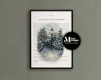 Kronieken van Narnia boekpagina kunst | Vintage stijl boekenpagina | Kwekerij pagina afdrukken | De leeuw, de heks en de kleerkastkwekerij print |