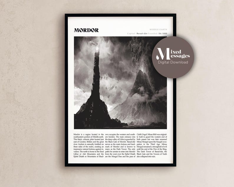 Lord of the Rings Mordor Poster | Physical LOTR Art Print | Modern LOTR ...