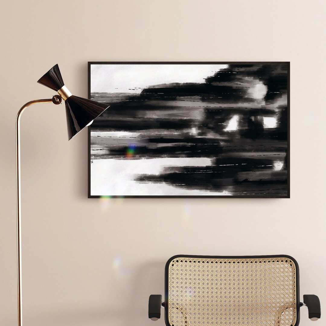 Modern Black and Grey Abstract Gallery Wall Art | Black Minimalist Art ...