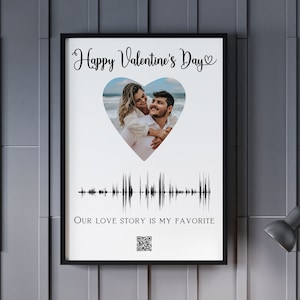 San Valentino Soundwave Art con QR Code, Registrazione vocale, Soundwave, Regalo per lui lei, Personalizzato, Biglietto di San Valentino, Anniversario QR