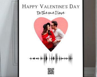 Arte Soundwave do Dia dos Namorados com presente com código QR, gravação de voz, Soundwave, presente para ele, ela personalizado, cartão de amor, eu te amo, te amo, bf