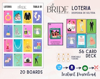 Loteria Despedida de Soltera en español, Bridal Shower Bingo, Juegos para boda, 20 tablas, Mexican Loteria, Spanish bingo, PDF, arquivo digital