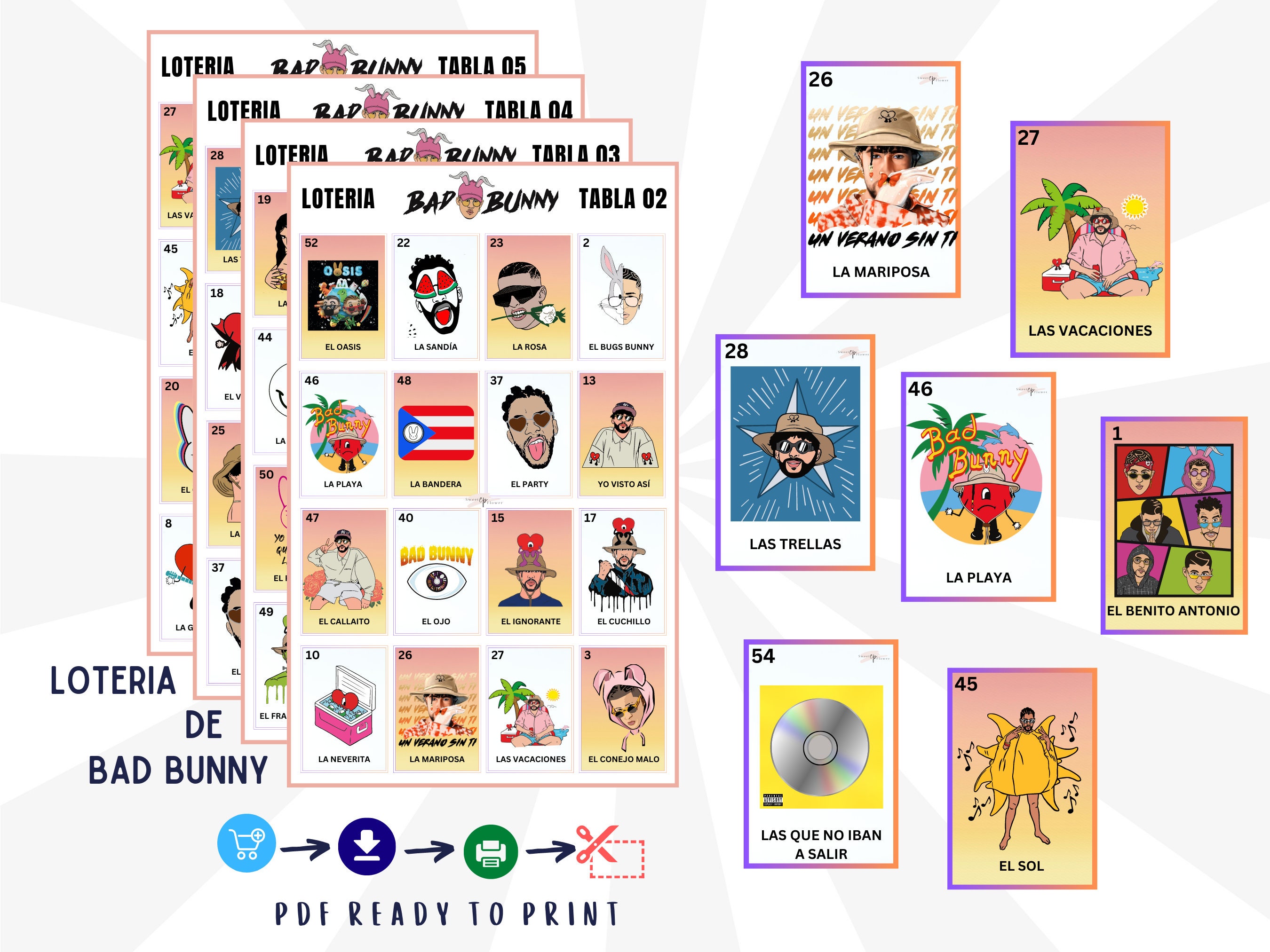 LOTERIA Bad Bunny Loteria, Un Verano Sin Ti, Safaera, Yo Perreo Sola