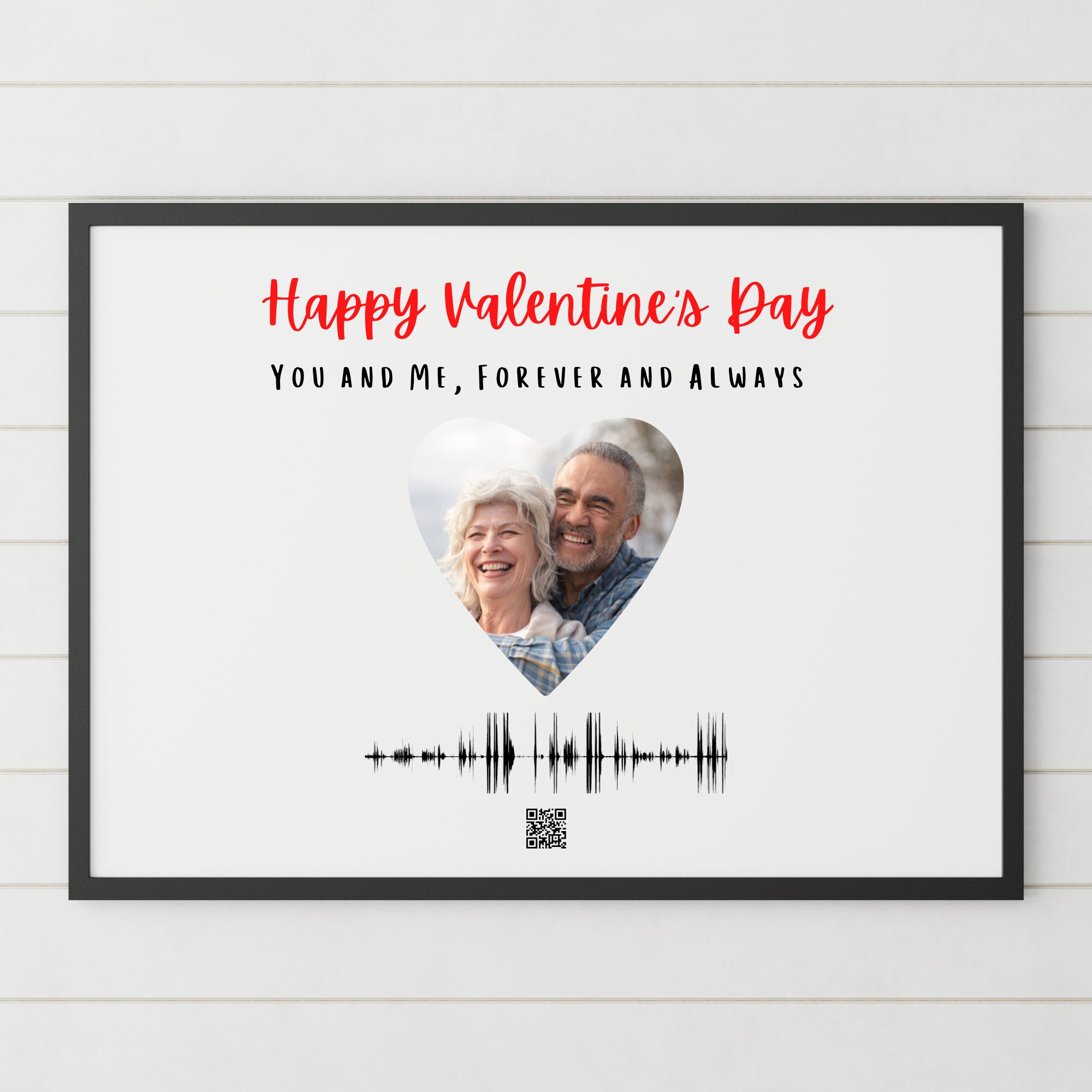 Valentines Day Soundwave Art With QR Code Gift, Voice Recording