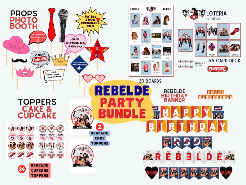 Rebelde Toppers Rebelde RBD Party Bundle, Rbd Photo Props, Rebelde Cake/cupcake Toppers ...