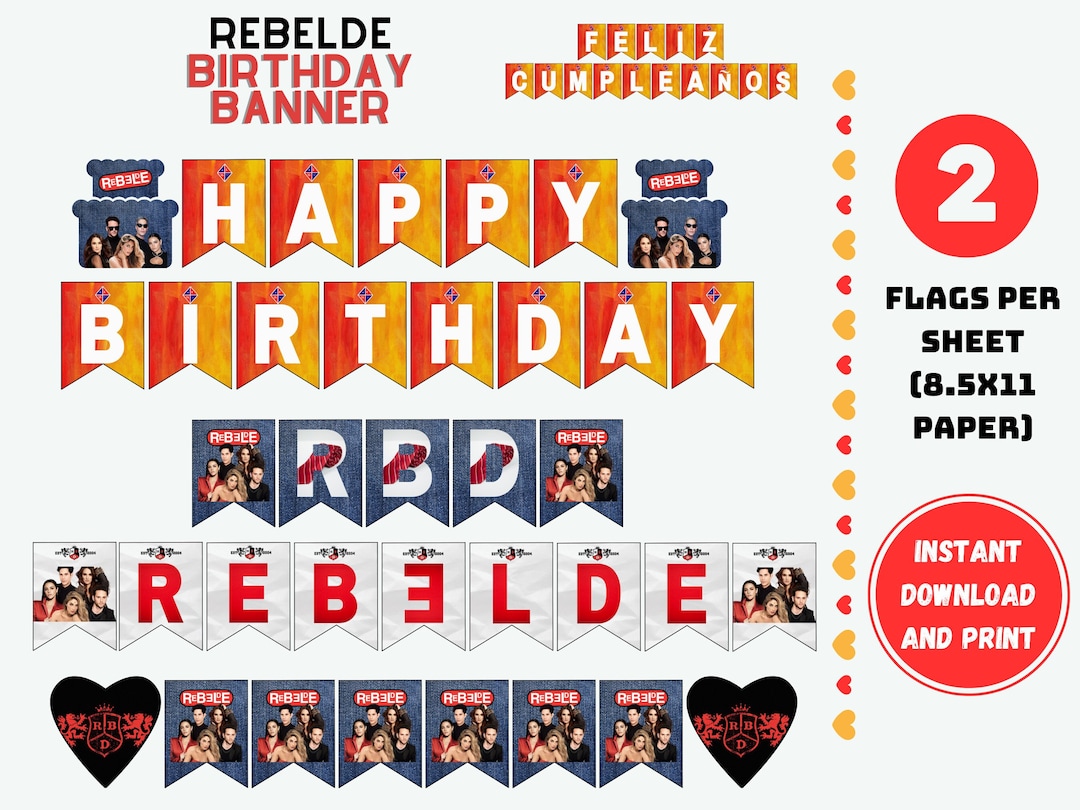 Rebelde Toppers Rebelde Decorations, Rbd Birthday Banner, RBD Party Banner , Topper ...