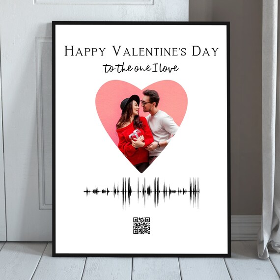 Valentines Day Soundwave Art With QR Code Gift, Voice Recording