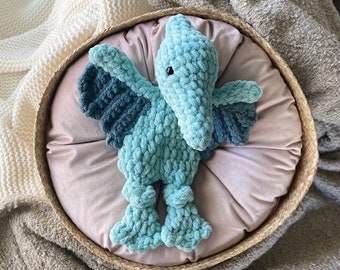 Mini Pterodactyl Snuggler | Crochet Dinosaur Lovey | Stuffed Animal Toy | Birthday Gifts for Toddlers