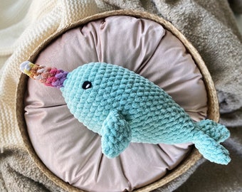 Narwhal Crochet Toy | Stuffed Animal for Kids | Narwhal Amigurumi Doll | Birthday Gifts for Kids