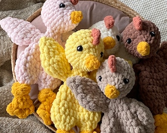 Mini Crochet Chicken Snuggler | Chicken Lovey | Baby Shower Gift | Chicken Plush Toy