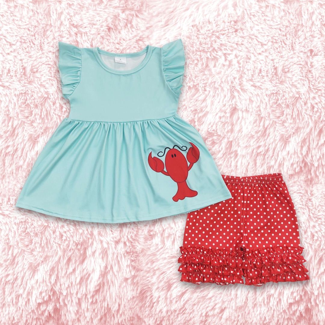 Baby Girl Clothes,toddler Girl Crawfish Outfit,baby Girl Crawfish