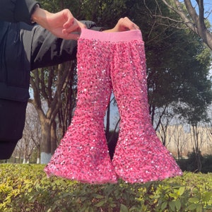 toddler girl pink sequin bell bottoms pant,baby girls sequins pants,toddle girls glitter pants,birthday party wear,girl valentines day pant